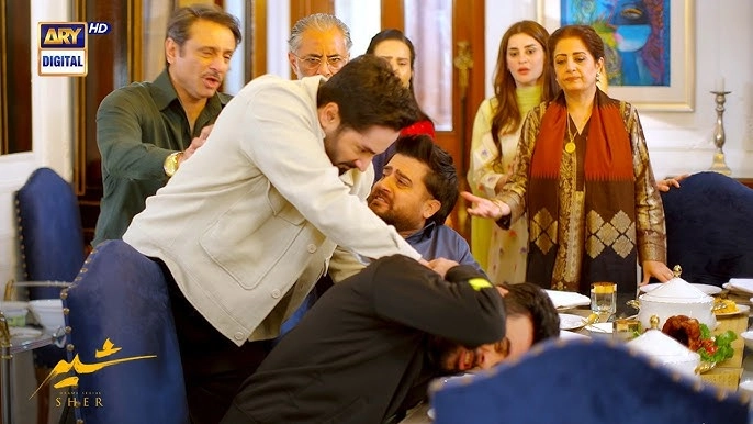 family conflict scene from Hum TV serial in Shair